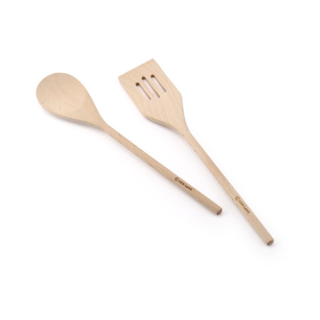 ست قاشق سالاد و کفگیر شیاردار چوب راش نیولند مدل NL-2870